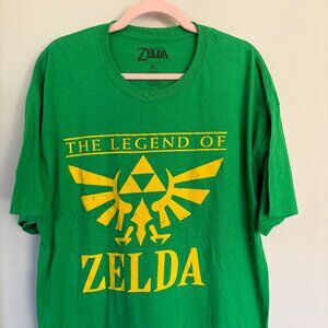 Legend of Zelda T Shirt XL Green Triforce Hylian Crest Nintendo Graphic Tee Game